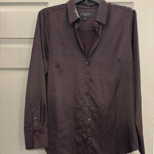 Banana Republic Classic Fit Satin Button Down Shirt - Plum/Purple